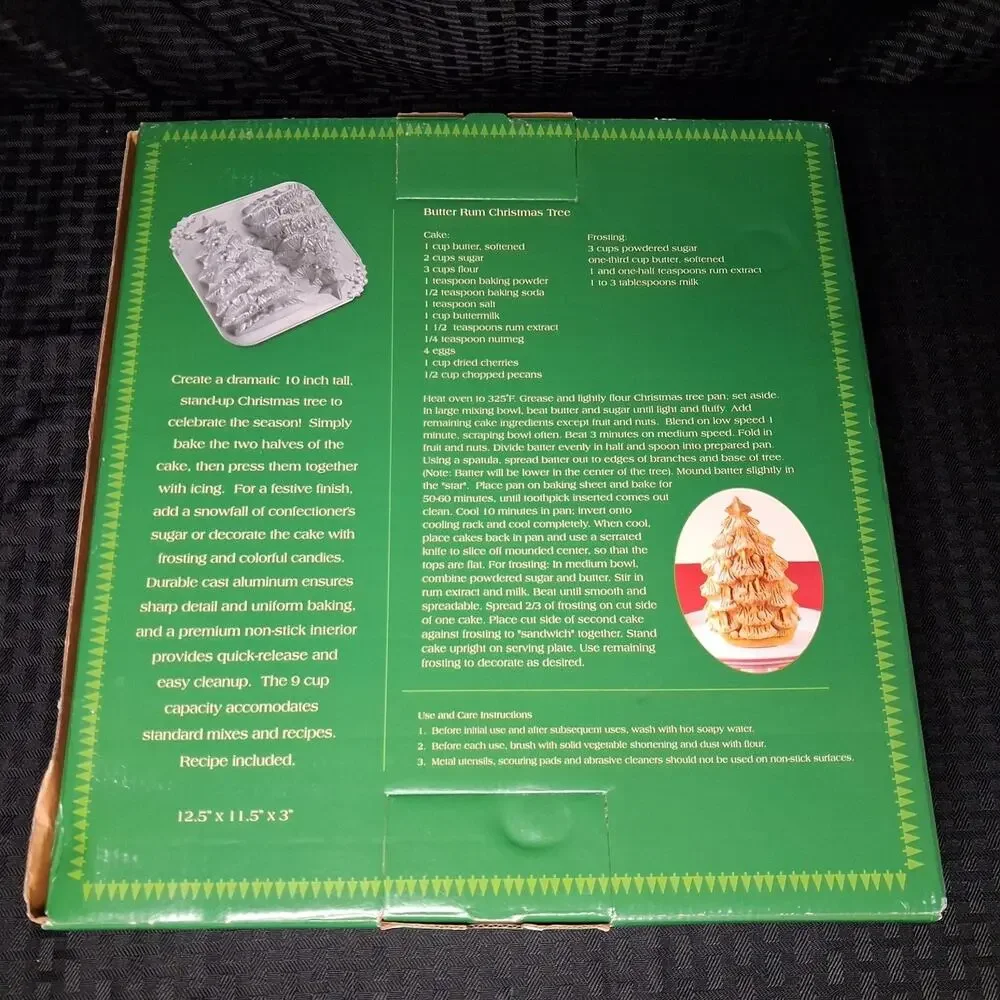 Nordic Ware Cast Aluminum Holiday Christmas Tree Double 9 Cup 3D Cake Pan Mold